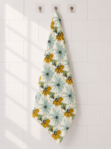 Floral Linen Hand Towel Quick Dry <b>Kitchen</b> Cleaning Towel Set Printed Rectangle Home Use - Product Image 2