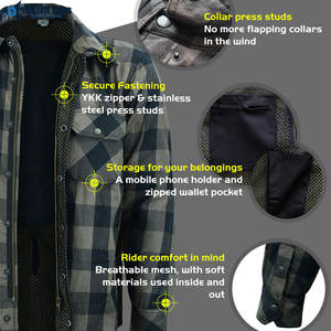 Camisa de Franela Protectora para Motocicleta, Transpirable y Resistente al Viento, con Inserciones de Armadura, Directo de Fábrica - Product Image 4