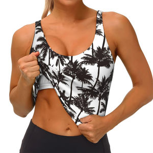 Soutien-gorge de sport pour femme adulte, respirant, à maintien élevé, avec imprimé simple sur le devant et motif palmier, idéal pour la gym, le yoga et l'entraînement. - Product Image 3