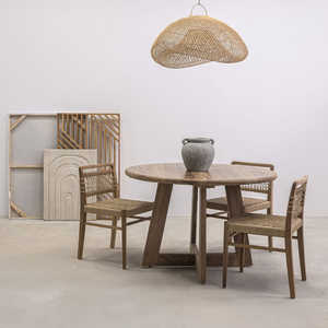 เก้าอี้ทานข้าวไม้สักแท้คุณภาพพรีเมียม พร้อมเบาะเชือกถักมือ ทนทาน คุณภาพส่งออก เหมาะสำหรับร้านอาหารและโรงแรม - Product Image 2