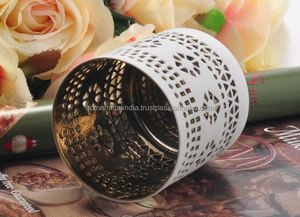 ขวดโหลเคลือบสีขาวทรงกลมสำหรับเทียนขี้ผึ้งดีไซน์ทันสมัยเหมาะสำหรับเป็นของขวัญตกแต่งบ้านผลิตในอินเดียตามสั่ง - Product Image 2