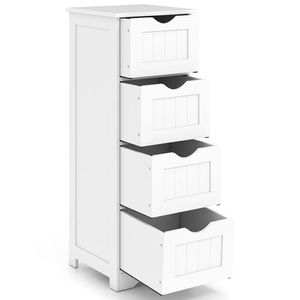 Mobiletto a 4 cassetti autoportante anti-ribaltamento per bagno con ripiani portaoggetti - Product Image 6