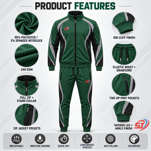 Ensemble de survêtement homme personnalisé pour l'hiver : veste zippée à capuche 100 % coton écologique, respirante et unie, et pantalon d'entraînement fuselé - Product Image 3