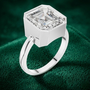 Anillo de Compromiso con Diamante Cultivado en Laboratorio con Corte Esmeralda, Certificado por IGI, Engastado en Bisel, Oro de 9K, 10K, 14K, 18K, Chapado en Rodio, Solitario de Lujo para - Product Image 4