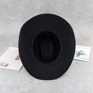 Sombreros de Vaquero de Cuero Auténtico, Estilo Cattleman Occidental, Color Marrón Claro, Banda Trenzada, Vintage, Talla XXL para Hombre - Product Image 1