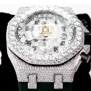 Montre-bracelet analogique-numérique pour homme en argent, quartz, moissanite, cadran rond, résistante à l'eau 10 bars, légère, avec fermoir pliant de sécurité - Product Image 6