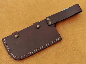 Couteau à découper en acier Damas de haute qualité avec manche en pierre bleue et étui en cuir, couteau de cuisine et de boucher fait main sur mesure - Product Image 6