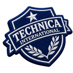 Écusson brodé bleu marine Technica International avec étoile et couronne de lauriers pour vestes, sacs, uniformes et vêtements - Product Image 5