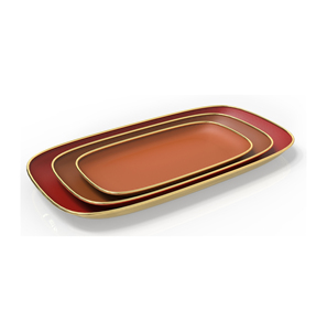 Plateau de service rectangulaire avec motif de houx et de pommes de pin, design classique en métal, plats et assiettes pour les fêtes - Product Image 5