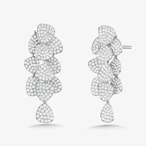 Diamond Long <b>Dangle</b> <b>Earring</b> Pave Set 45.7mm Push Back Wedding 14k 18k Solid <b>Gold</b> Round Cut Lab Grown Solitaire Statement Jewelry - Product Image 5