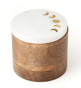 Marble Mango Wooden Jewelry <b>Box</b> Handmade Iron Lid Stackable Round Shape Customizable Size Gift Set - Product Image 1