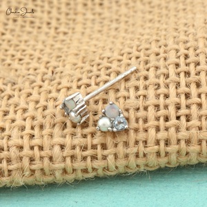 ต่างหูเงินแท้ 925 ประดับพลอยหลายชนิด 3 เม็ด ดีไซน์เรียบหรู เหมาะเป็นของขวัญวันครบรอบ ขายส่งเครื่องประดับ - Product Image 6