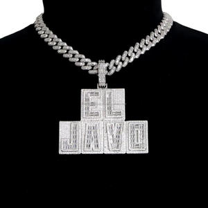 Collar con colgante de letra personalizada con diamante cultivado en laboratorio de lujo y cadena cubana brillante, joyería personalizada. - Product Image 1