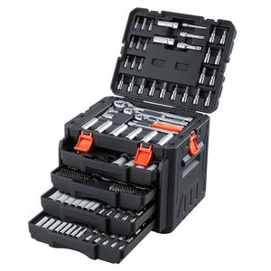 Juego de Herramientas de Reparación de Automóviles de 297 Piezas, Kit de Mecánica con Llaves de Tubo SAE y Métricas de 1/4'', 3/8'' y 1/2'', Destornilladores para Reparación de Automóviles - Product Image 1