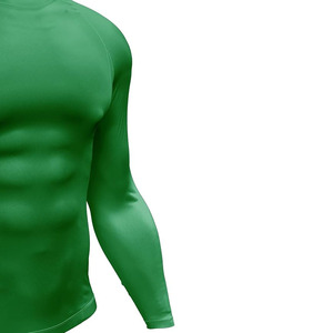 Camiseta de Punto de Manga Larga con Cuello Redondo para Hombre, Color Verde, Corte Holgado, Color Sólido, Ecológica, Transpirable, de Secado Rápido, Deportiva - Product Image 3