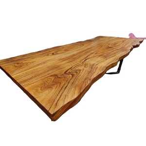 Grande table à manger artisanale en bois massif pour 8 personnes, finition mate de 2 pouces d'épaisseur, style farmhouse, utilisation hôtelière, pieds en métal, meubles pour la maison - Product Image 1