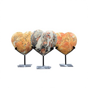 มาลิกาโน แจสเปอร์ ฮาร์ท คาโบชอง ขนาด 15 ซม. พร้อมฐานเหล็กทรงโดมด้านหน้า ด้านหลังแบน ของตกแต่งบ้านสร้างสรรค์ หินอินโดนีเซีย - Product Image 6
