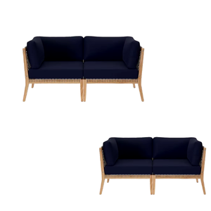 Sofá de exterior de hotel, conjunto de muebles para el hogar de dos asientos, cenador, balcón, sofá de salón de madera de teca Premium para Patio y jardín - Product Image 3