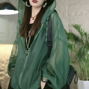 Sudadera con Capucha para Mujer, Diseño con Cordón Ajustable, Estilo Veraniego, Profesional, Nueva, Simple, Casual, Color Sólido, Perlado, Ligera y Transpirable - Product Image 6