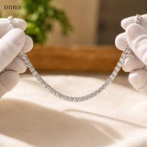 Elegant Moissanite Tennis <b>Necklace</b> Round Brilliant Cut Diamond Channel <b>Set</b> 925 <b>Silver</b> Women's Engagement Jewelry - Product Image 4