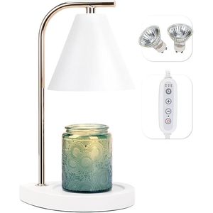 Lampada Scaldacandele Moderna a 2 Lampadine Dimmerabile con Timer per Candele in Vaso Piccole e Grandi per Casa o Ufficio - Bianca - Product Image 1