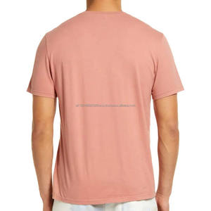 Camiseta de cuello redondo de algodón premium con ribete de tejido propio; Camiseta de cuello redondo en U de tejido propio con ribete. - Product Image 3