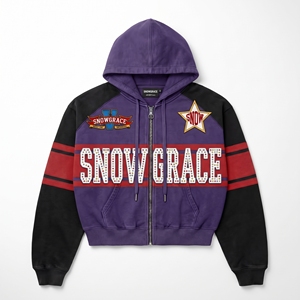 Sweat-shirt à capuche pour homme Snowgrace, violet, avec impression pailletée et logo en strass, streetwear, coupe classique, vêtements d'hiver - Product Image 1
