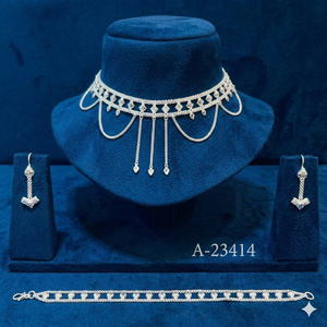 Conjuntos de Joyería MOLL JEWELLERS 2024 para Novia, Inspirados en la India, Moda Africana, Modernos, para Mujer, Chapados en Platino, Aleación de Cobre y Zinc, con Circonitas, para Boda - Product Image 6