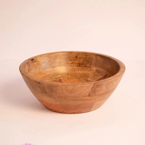 Bol de service en bois artisanal moderne avec motif de feuilles vertes à l'intérieur, bols décoratifs vintage pour la table à manger à la maison - Product Image 6