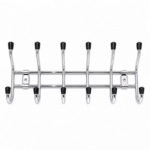 Premium Stainless Steel <b>Wall</b> <b>Mounted</b> Coat Hook Rack Self Adhesive Heavy Duty <b>Clothes</b> Hanger Organizer 10 Hooks Detachable Single - Product Image 1