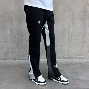 Pantalon de survêtement homme coupe ample évasée, style baggy, à rayures, jambe large, avec logo personnalisé - Product Image 6