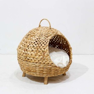 Woven Fiber Round Pet House with Carry Handle Breathable Nest for <b>Cats</b> & Dogs Indoor All Seasons Classic Waterproof - Product Image 1