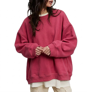 Sweat-shirt oversize en tricot Spandex/Nylon pour femme, décontracté, à épaules tombantes, style streetwear, imprimé devant, hiver, vente en gros - Product Image 1