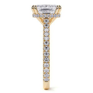 Bague de fiançailles en or massif 18 carats avec diamant de laboratoire, taille radiant, design halo, certifiée IGI, pour femmes et jeunes filles - Product Image 4