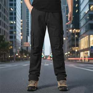 Pantalon de survêtement cargo pour homme, séchage rapide, en toile de coton, taille mi-haute, coupe ample, pour fitness et sport, logo personnalisé - Product Image 4