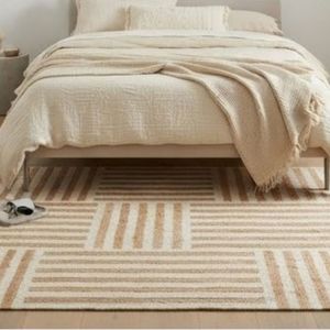 Best Price Modern Geometric Pattern Area <b>Rug</b> Rectangle Beige Ivory Tufted Polyester Non-Slip Rubber Backing Living Room Use - Product Image 5