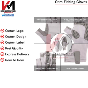 Gants de pêche antidérapants pour la protection des doigts, pour sports de plein air, fournisseur en gros, OEM ODM, logo personnalisé, approvisionnement en vrac - Product Image 4