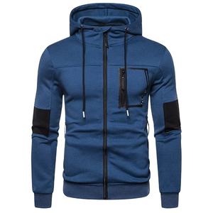 OEM personnalisé 100% polyester Tech polaire hommes Zip Gym Hoodies couleur unie Vintage fermeture éclair Hoodies brodé unisexe Hoodie printemps - Product Image 1
