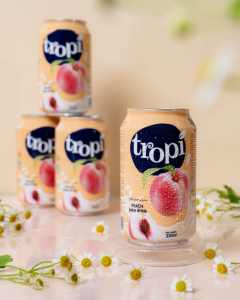 Boisson Tropi Juice 330ml en canette aluminium, 100% purée de fruits, faible en gras, stérilisée, fraîchement pressée, saveur pastèque et fruits variés, 5 Brix - Product Image 4