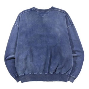 Sudadera Oversize de Cuello Redondo para Hombre, Azul Sólido, Algodón Lavado, Felpa Francesa, Estilo Casual de Invierno, Logotipo Frontal, Servicio OEM - Product Image 5