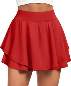 Jupe de sport plissée rouge pour femme avec poches, en coton, service OEM, idéale pour le tennis et la course à pied – Nouvelle collection très demandée - Product Image 1