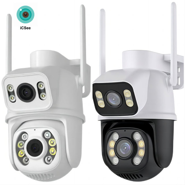 ICsee Wifi Dual Dome 4K Dual Lens PTZ Network Security Camera 6MP 8MP Outdoor Wireless CCTV IP Surveillance & Cameras