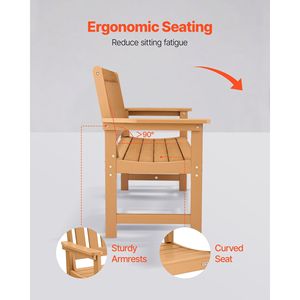 Banc de patio en plastique résistant aux intempéries, capacité de 800 lb, 50,5 pouces, avec larges accoudoirs et dossier, pour 2-3 personnes, banc d'extérieur - Product Image 5