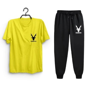 Ensemble de survêtement en coton imprimé pour homme Markhor, 2 pièces, t-shirt à manches courtes décontracté avec logo, pantalon de survêtement à cordon de serrage, vêtements d'été - Product Image 6