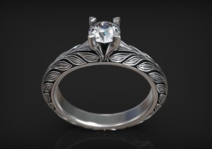 Anillo Solitario de Plata de Ley 925 de Lujo con Circonita Cúbica Redonda en el Centro y Banda Trenzada, Joyería de Compromiso para Mujer - Product Image 2
