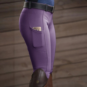 Cuissardes d'équitation pour femmes, taille haute, coupe ajustée, en similicuir respirant, avec fermeture à boutons-pression et patchs aux genoux, pour l'entraînement équestre - Product Image 4
