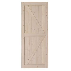 36 Pollici. X 84 Pollici Porta scorrevole in legno massello di abete non rifinito da 6,6 piedi con kit ferramenta per porta scorrevole e maniglia a telaio a K, richiede Si - Product Image 1