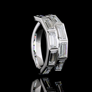 แหวนเพชรทรงบาแกตต์เพาะเลี้ยงในห้องปฏิบัติการ ประดับขอบแบบ Eternity Band ทอง 10K 14K 18K เงิน 925 935 ชุบโรเดียม สำหรับงานแต่งงานหรือวันครบรอบ - Product Image 4