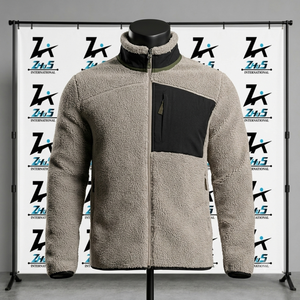 Men's <b>Fleece</b> Sherpa <b>Jacket</b> Stand Collar Zipper Closure Warm Winter Casual Outerwear <b>Thick</b> Polyester Wadding Men's Sherpa <b>Jackets</b> - Product Image 1