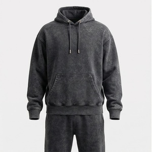 Custom Premium Mens Acid Washed Tracksuit Streetwear Hooded <b>Sweatpants</b> <b>Set</b> Plus Size For Outdoor Activities Sports Gym - Product Image 1